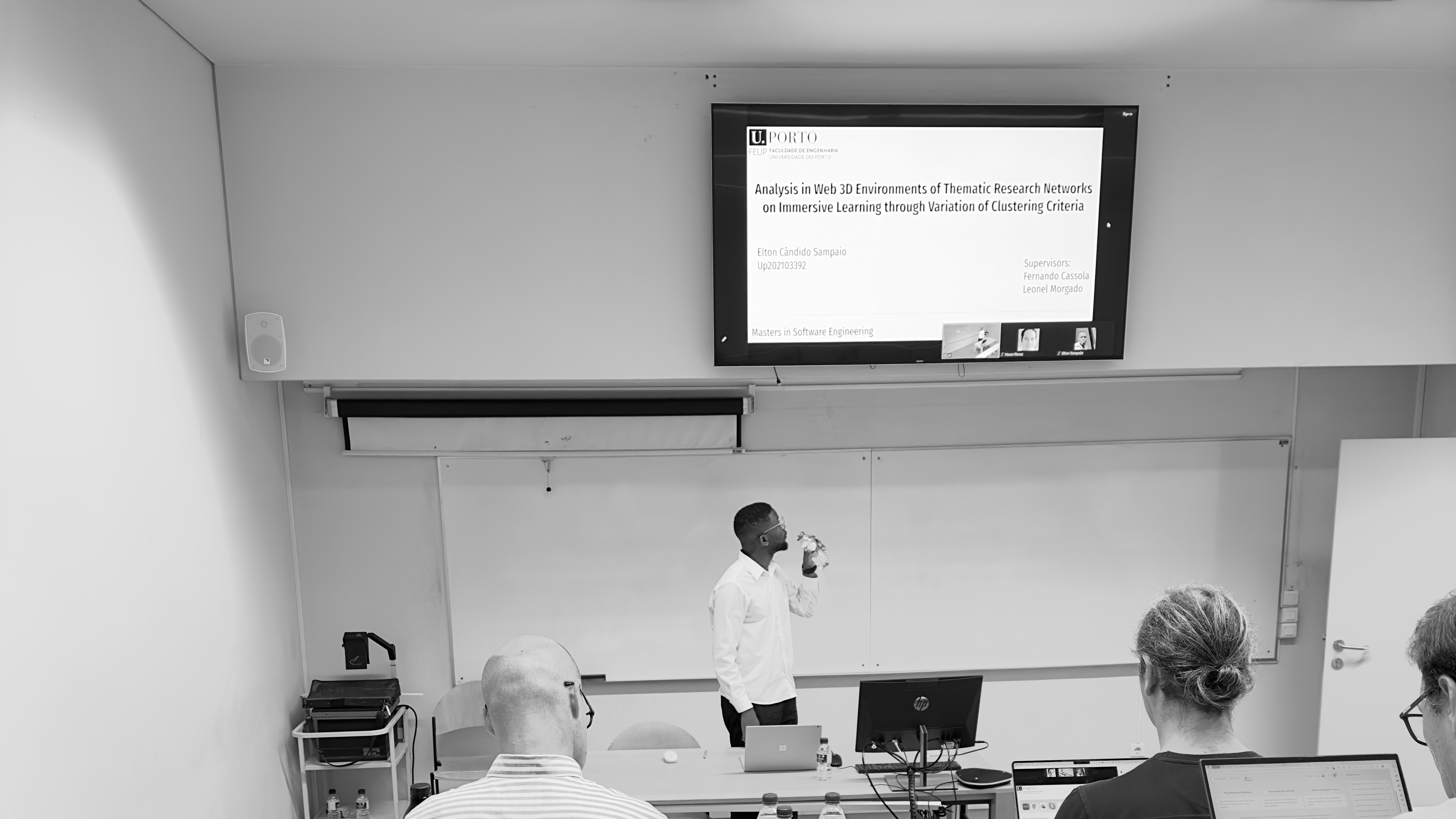 Elton Sampaio at his Master's defense in Software Engineering at FEUP, University of Porto.